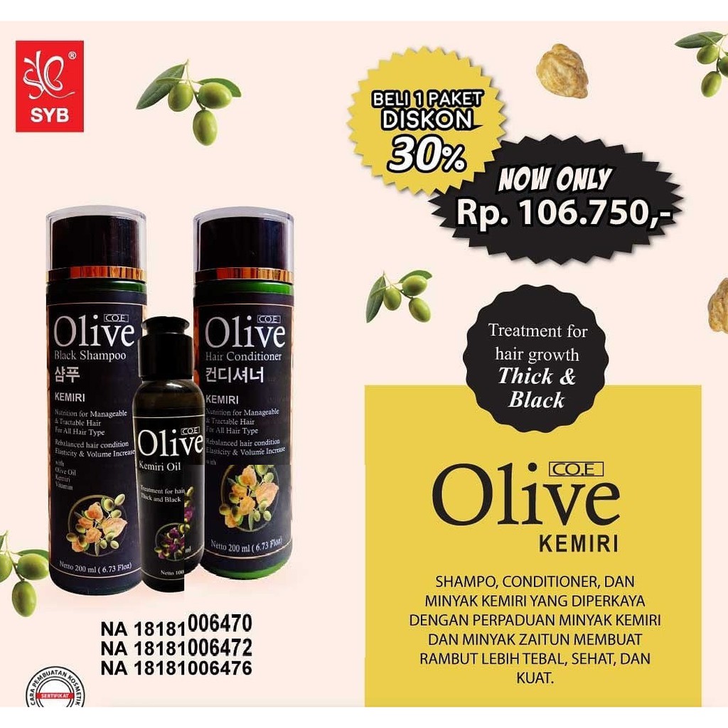 ( BPOM ) COE SYB OLIVE KEMIRI BLACK CONDITIONER - KONDI KEMIRI - BPOM OLIVE KEMIRI CONDI