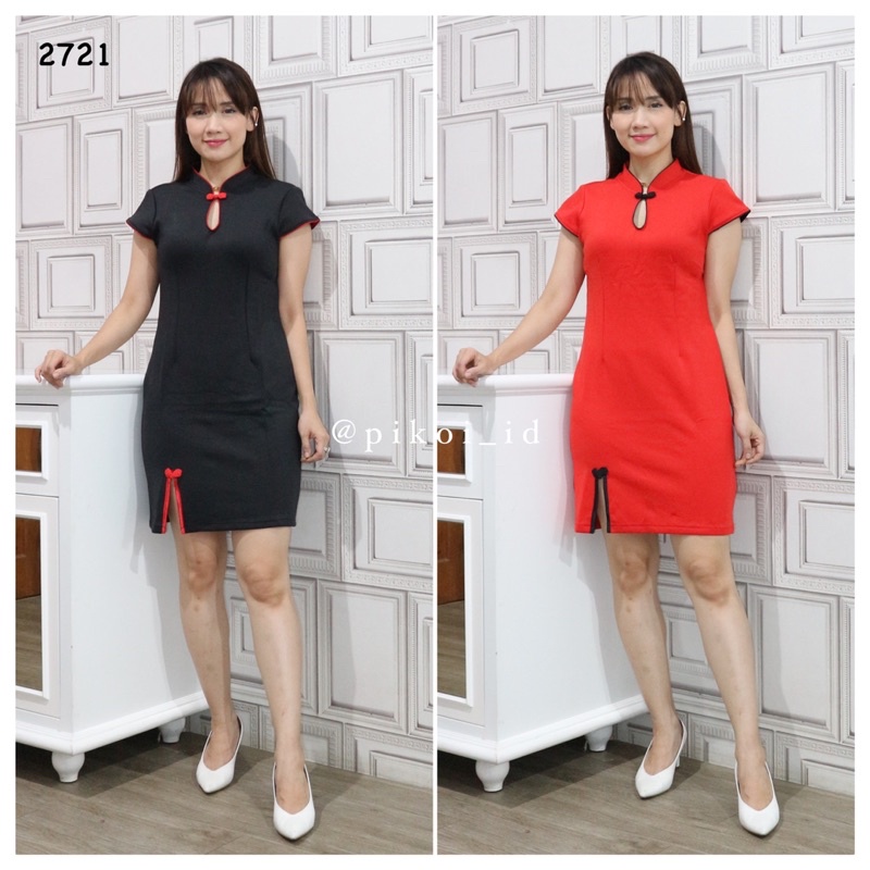 Dress cheongsam merah / dress qipao cantik / dress sincia / dress imlek murah / CNY dress merah 2701