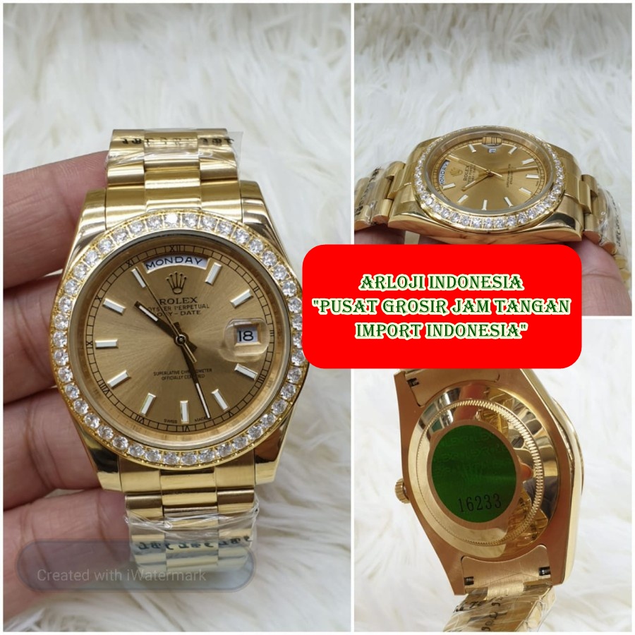 Flash Sale Jam Tangan Pria ROLEX DayDate President Gold Garansi 1th