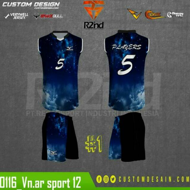 Jersey Baju Voli Kengsi Merk Mizuno Bahan Serena Singlet Printing Motif Terbaru