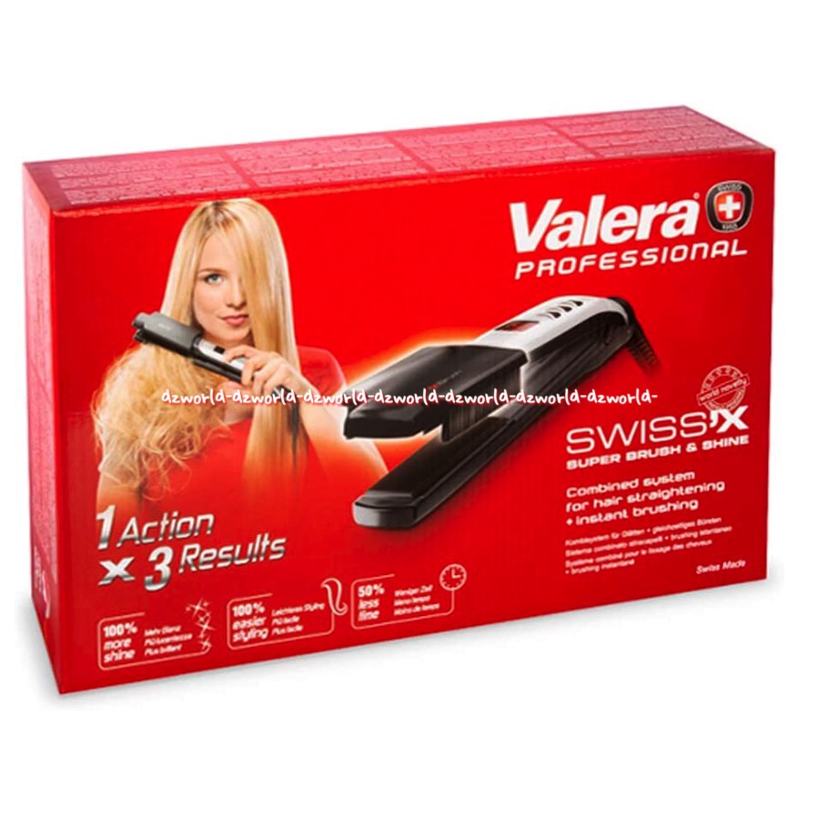 Valera Swissx 309344 Brush and Shine Alat Catok Rambut Dengan Sisir Straightener Comb Hair Catokan Vallera Valerra