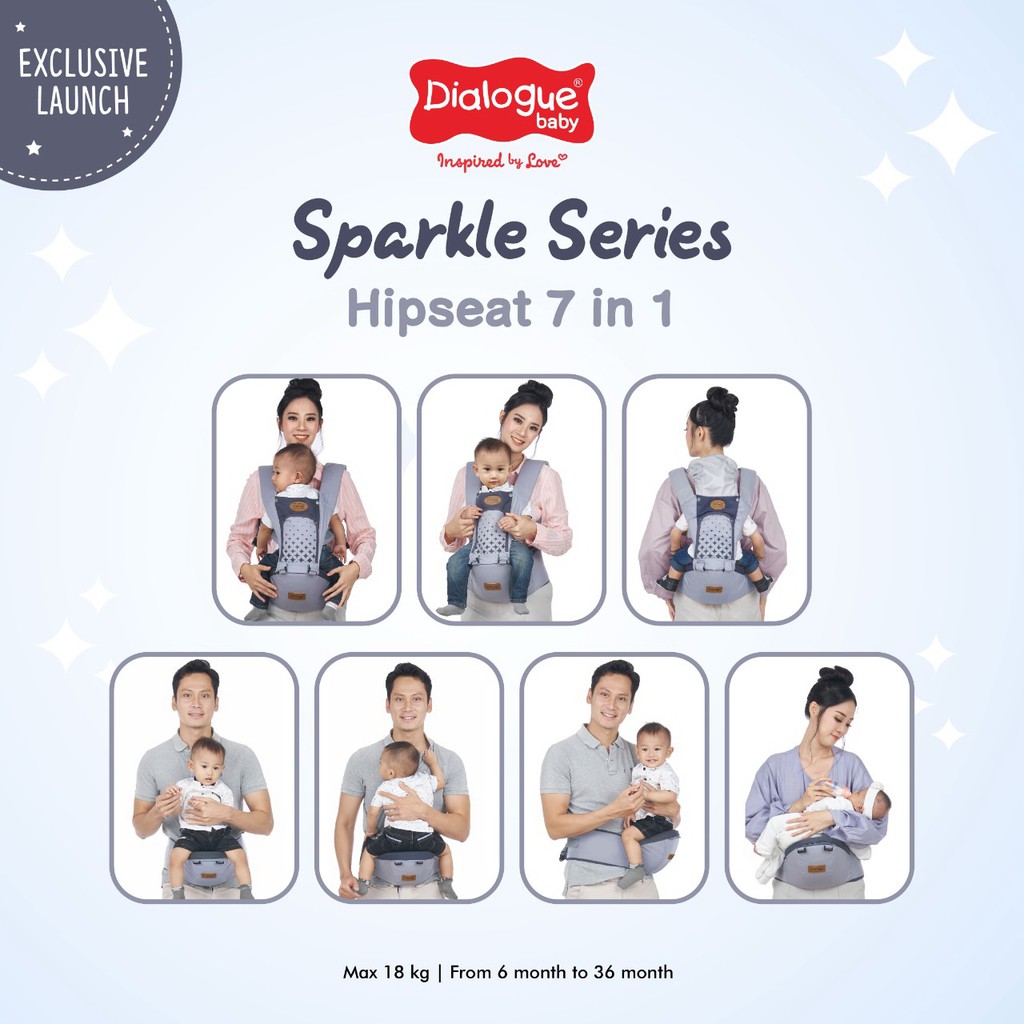 Dialogue Gendongan Bayi Depan Hipseat 7 Posisi Champion Glazy Sparkle Leon Series