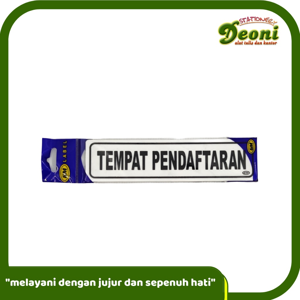 

GM LABEL Akrilik 5 X 20cm - TEMPAT PENDAFTARAN