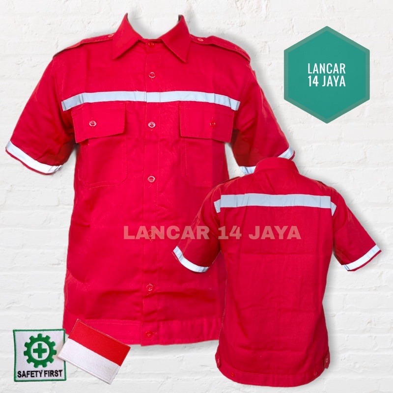 Atasan Kerja Lengan Pendek / Kemeja Safety Pendek / Wearpack Safety / Setelan Baju Kerja / Baju Proyek / Baju Bengkel