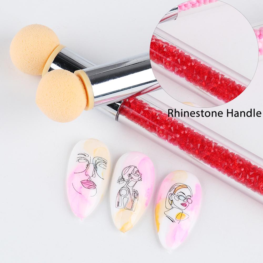 Set Brush Spons Aplikator Kutek Gel Warna Ombre Glitter Untuk Nail Art