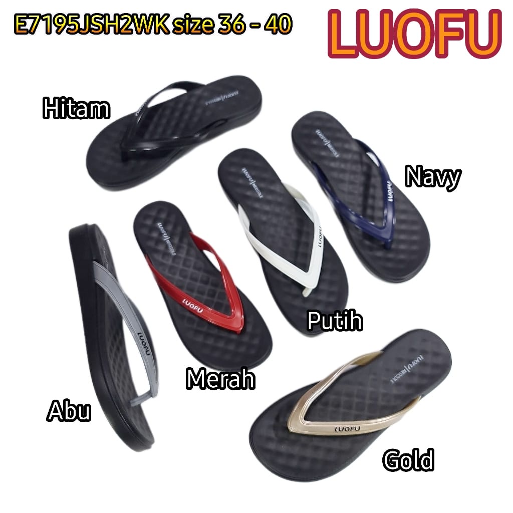 LUOFU ORIGINAL jelly sandal karet empuk murah jepit wanita import sendal cewek E7195JSH2WK