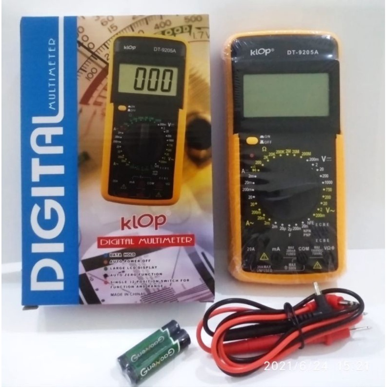 MULTITESTER/MULTIMETER DIGITAL KLOP DT-9205A MULTIMETER 9205A AVOMETER DIGITAL