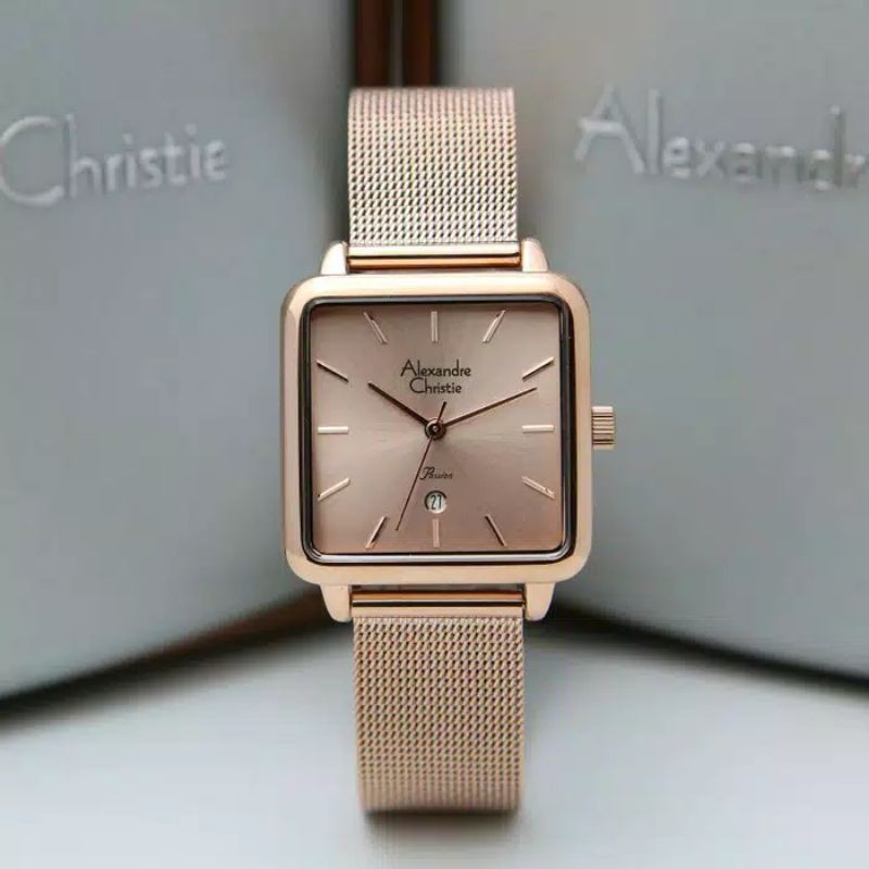 JAM TANGAN WANITA ALEXANDER CHRISTIE AC 2869 FULL ROSEGOLD