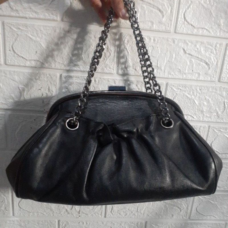 Tas rante kulit asli ala chanel kulit asli hitam cantik