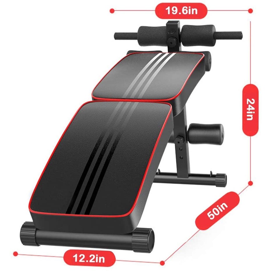 TaffSPORT Kursi Alat Fitness Gym Bench Press Abdominal Muscle Exercise Foldable - Black - 7RSE6GBK