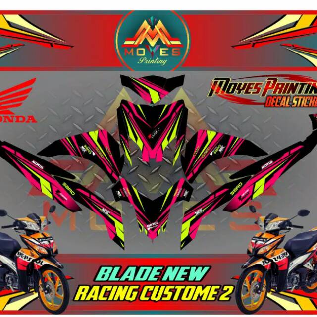 Sticker Motor Blade New Racing Custome Decal Honda Blade New Racing Custome