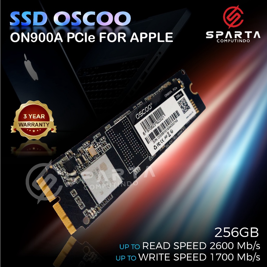 SSD OSCOO ON900A PCIE FOR APPLE (2013 UP) 256 GB New Garansi Resmi