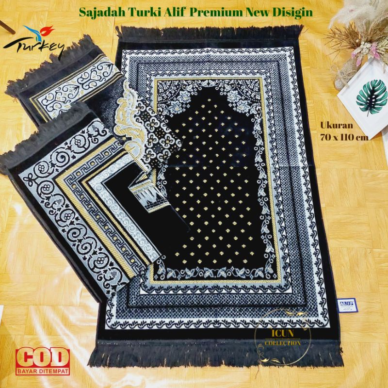 Sajadah Turki Buludru Premium Alif Gold