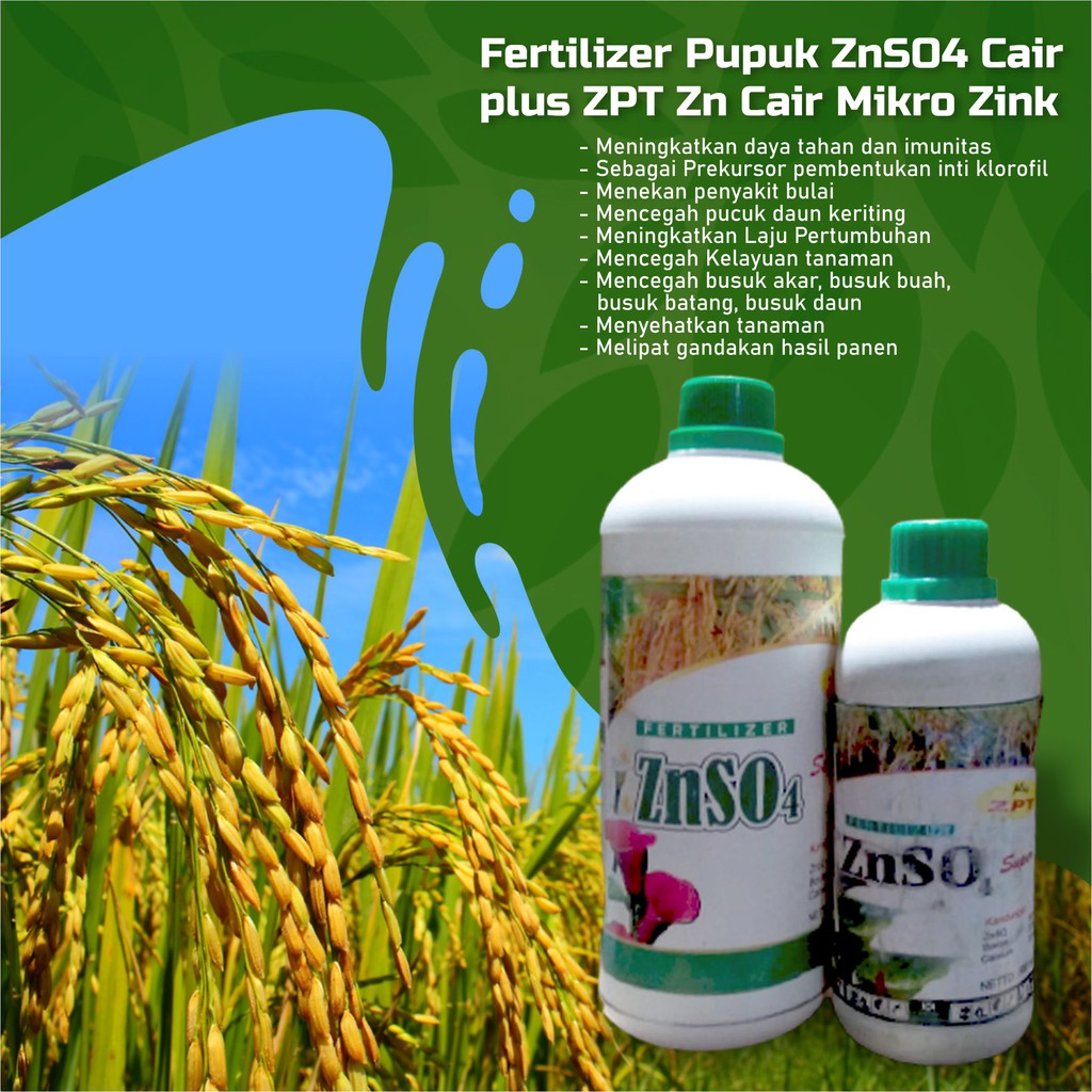 Fertilizer Pupuk ZnSO4 Cair plus ZPT Zn Cair Mikro Zink