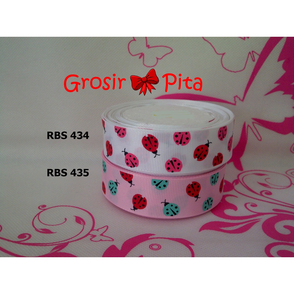 

(25 yard) Pita Grosgrain Motif Ladybug RBS 434,435 | Toko Bahan Craft | Grosir Pita