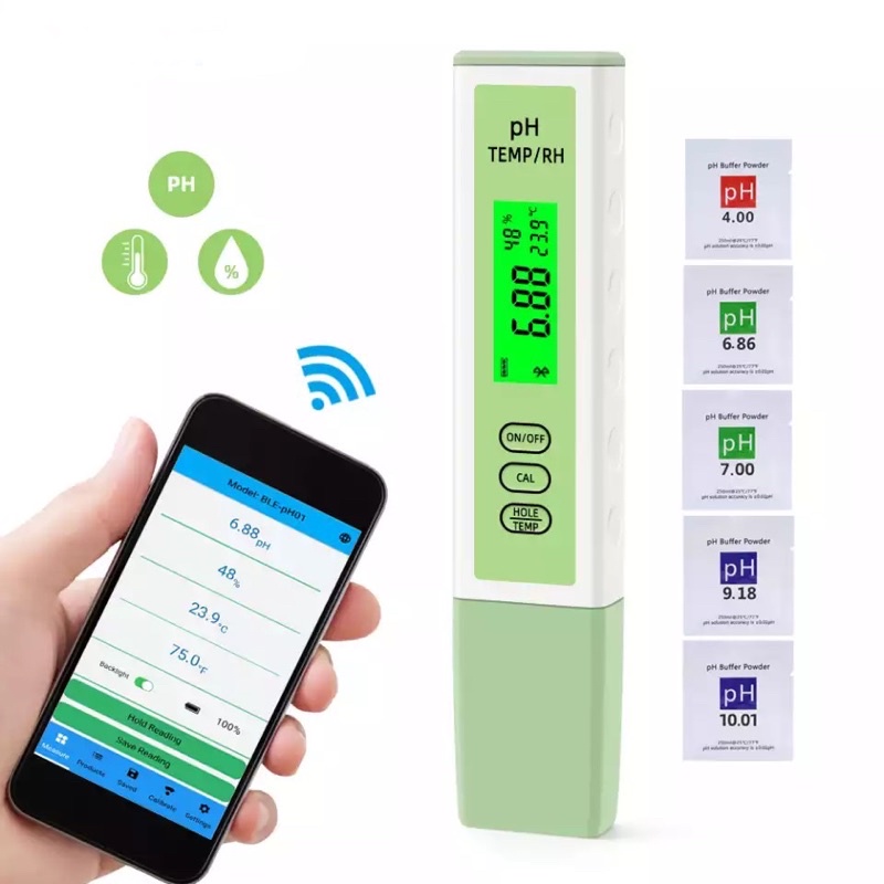 Bluetooth App Control Ios Android PH Meter Digital Air + Suhu + Kelembaban BLE-PH01