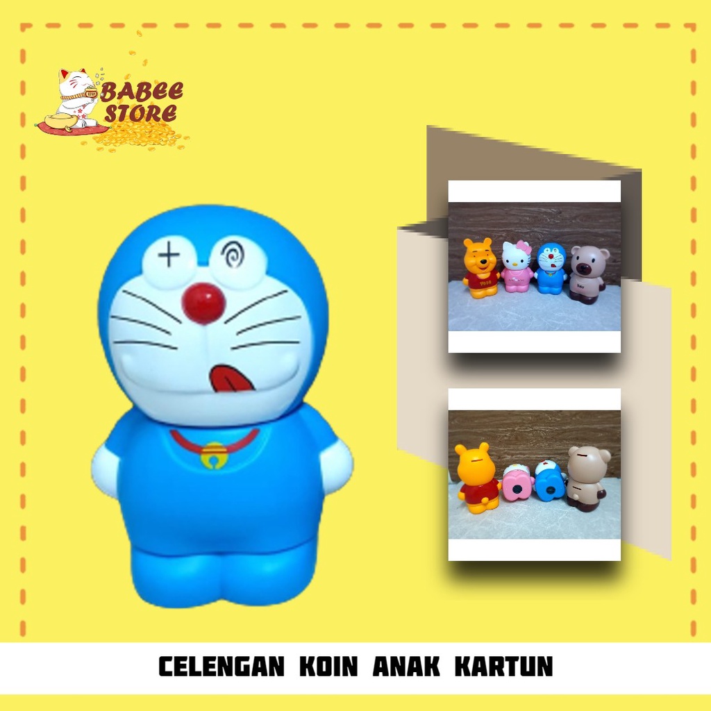 BABEE CELENGAN KOIN ANAK KARTUN DISNEY / BANK BOX PAJANGAN DISNEY / SAVING BOX KADO EMON POOH KITTY