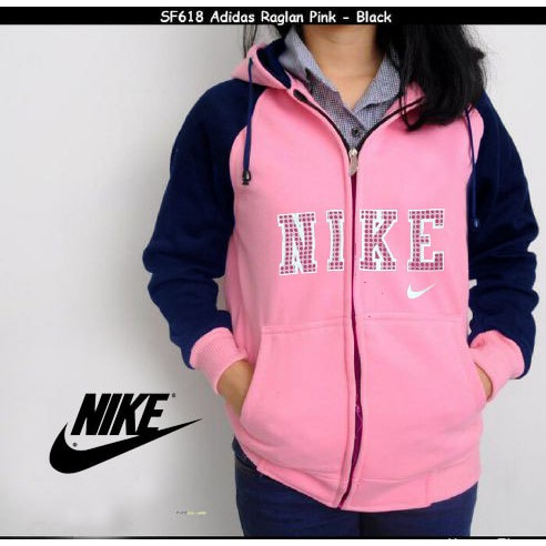 JAKET NIKE RAGLAN PINK NAVY BUKAN PARASUT PARKA TOPI