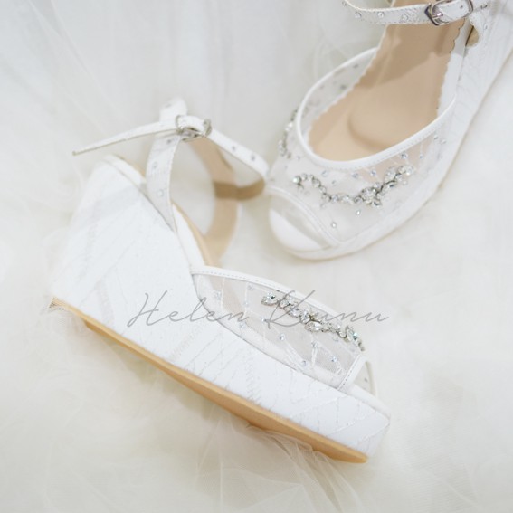 WEDDING SHOES WEDGES SANDAL 9 CM KRISTAL SALUR