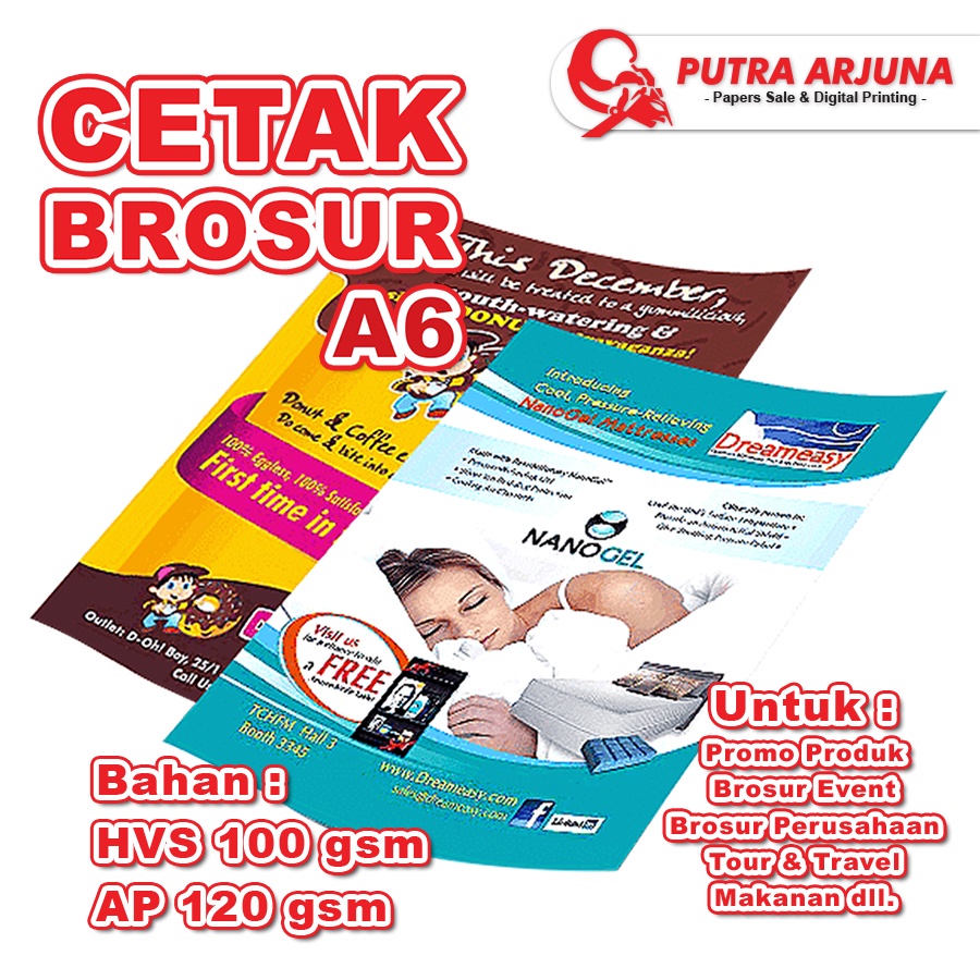 

CETAK BROSUR A6, HVS 100 gsm, ART PAPER 120 gsm