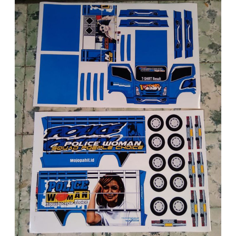 Stiker Miniatur Truk Oleng Police Woman Skala 1:16