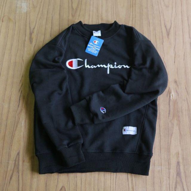 Crewneck Sweater Champion Premium-Hitam tulisan