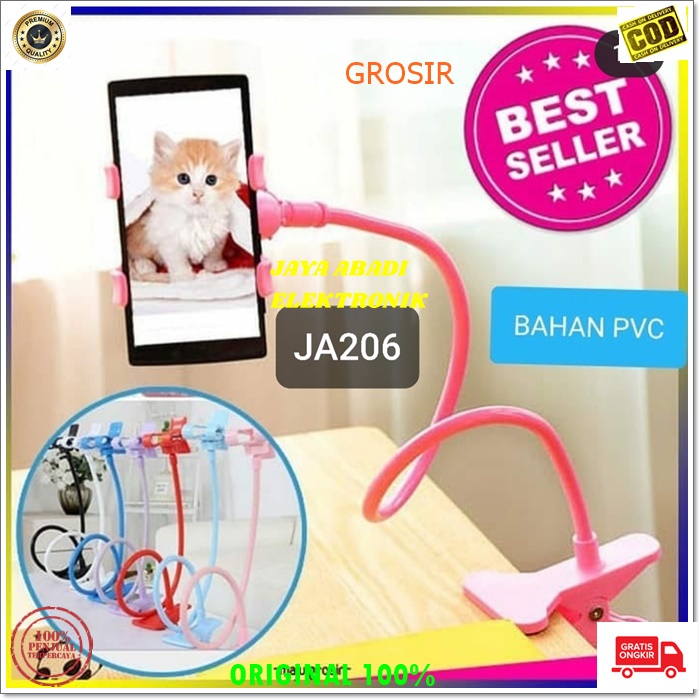 J206 LAZYPOD HOLDER HANDPHONE JEPIT MEJA STAND PODIUM MIMBAR JEPITAN NARSIS PEGANGAN GANTUNGAN PENGAMAN ANTI JATUH universal multi gps mobile bracket breket smartphone mobil spiral fleksibel Cocok untuk mania yang hobby mantengin smartphone kapan aja