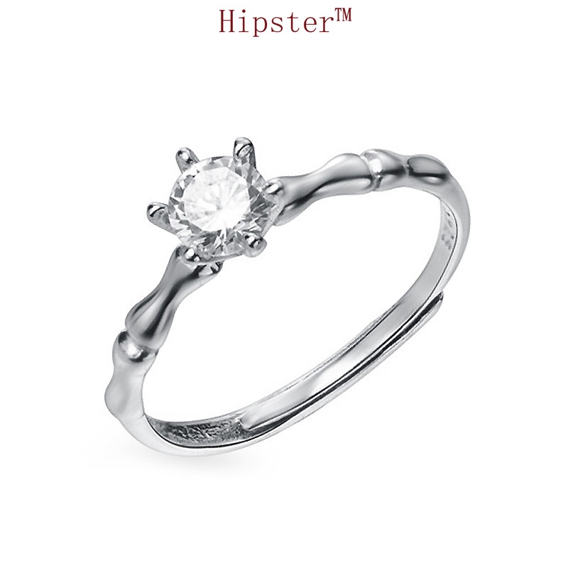 Korean Simple Personalized Elegant Graceful Bamboo Couple Adjustable Ring