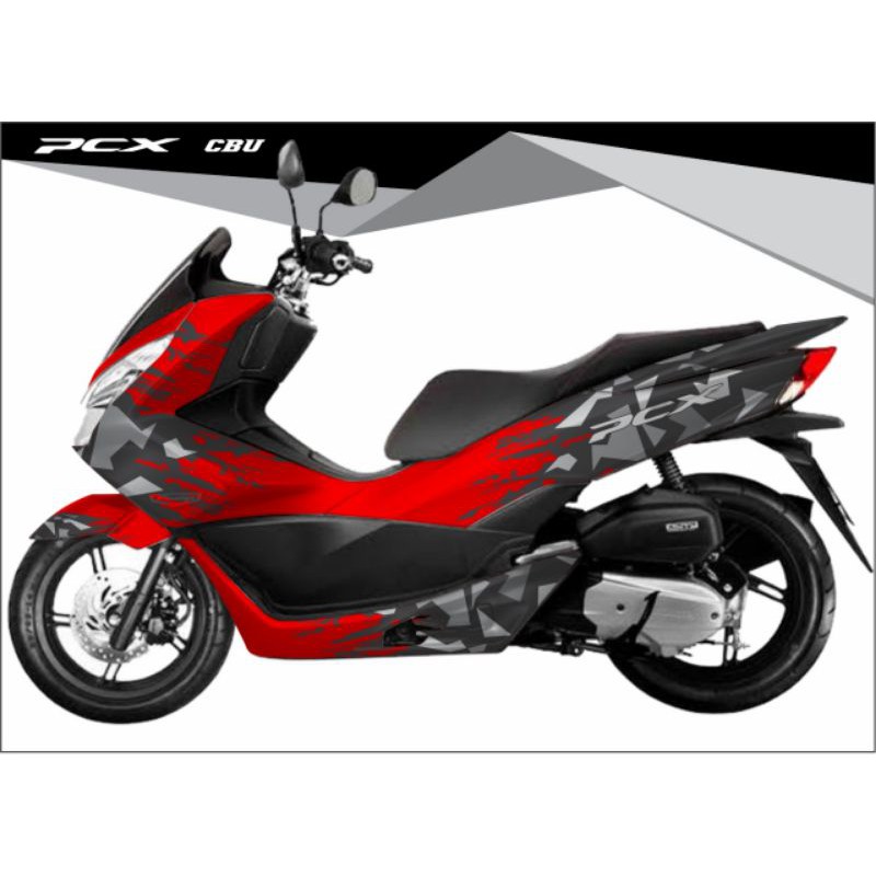 Decal Sticker PCX CBU Merah abu grafis