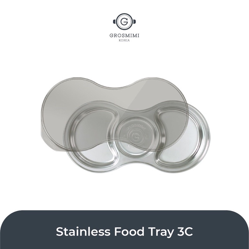 Grosmimi Stainless Baby Food Tray 3C 5C / Stainless Plate / Piring Stainless Anak