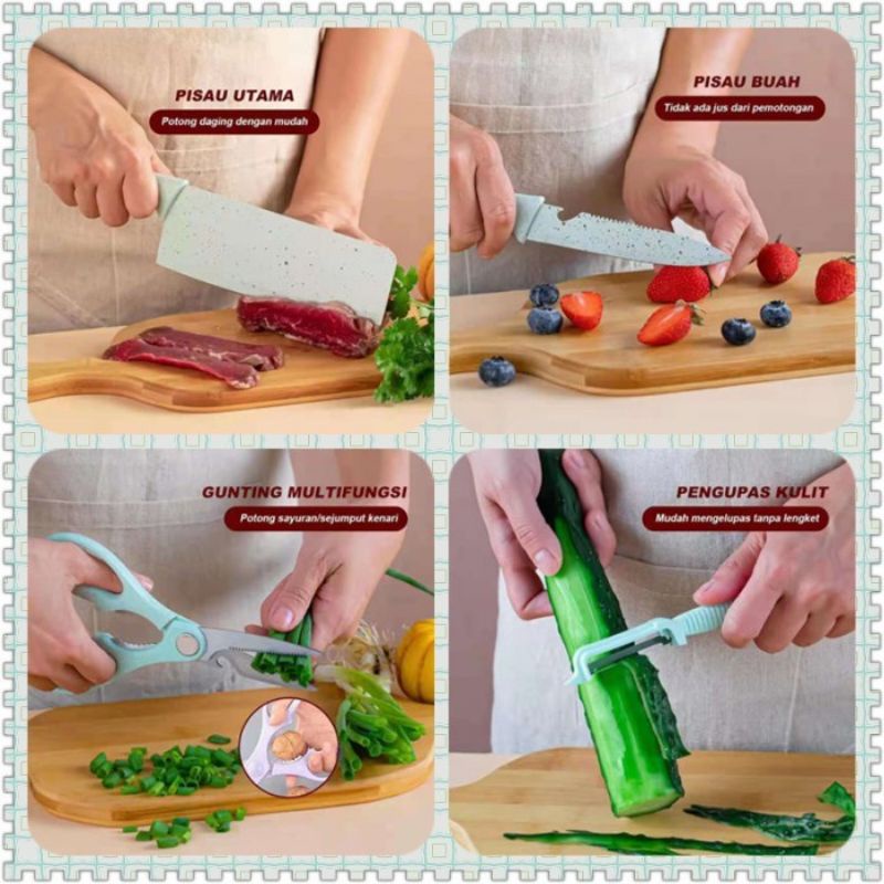 Pisau dapur set 6 in 1