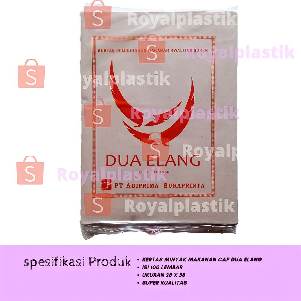 

Kertas Minyak Makanan Nasi Cap Dua Elang Isi 100 Lembar Terjangkau