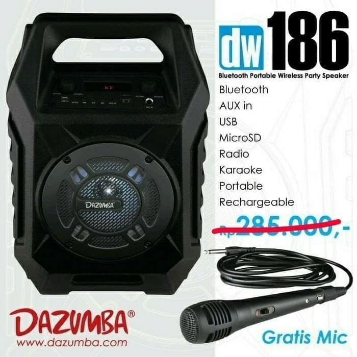 Speaker Portable Bluetooth Radio Dazumba DW186 Mic dw 186