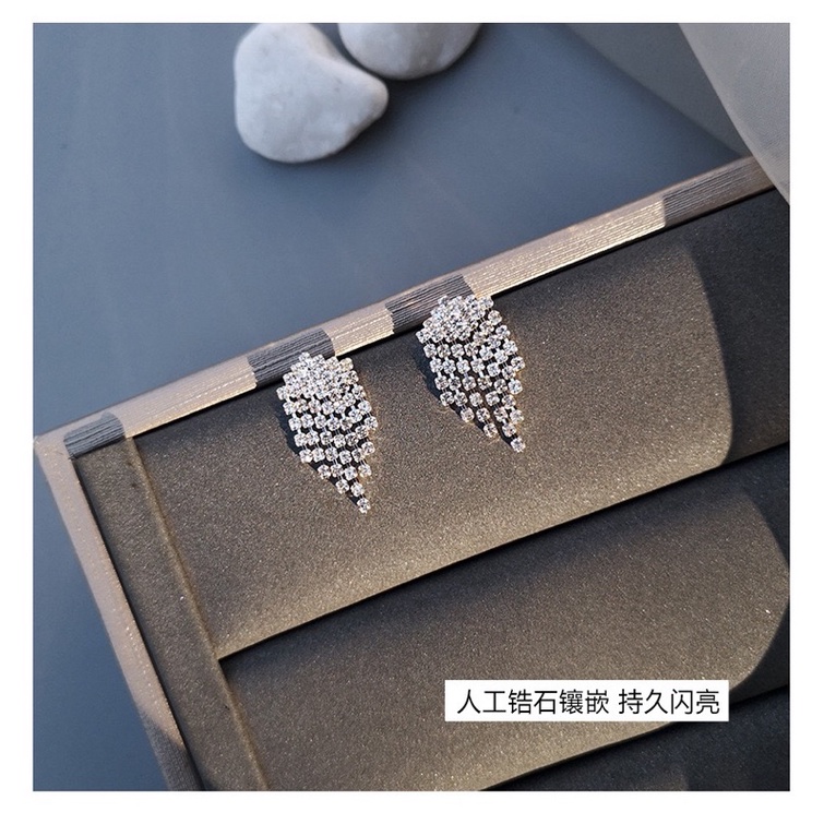 Anting  E355 Gantung Air Tawar Lapis Silver Sterling 925 untuk Fashion Wanita berlian imitasi