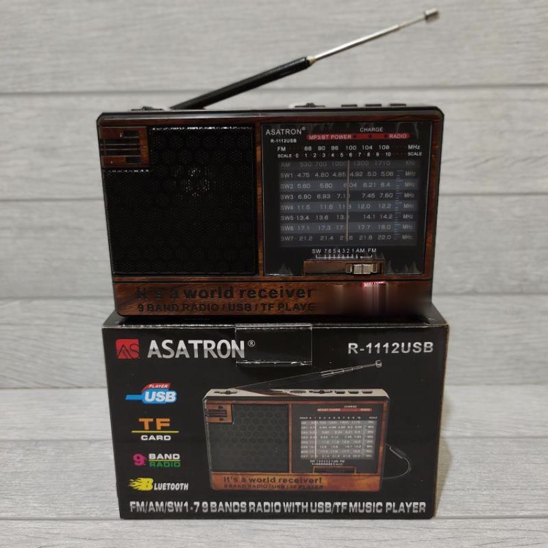 Radio Portable Bluetooth Asatron R-1112 9 Band Radio FM AM SW1-7 Dengan USB TF Card Music Player