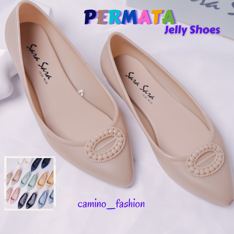 Sara Sara PERMATA Sepatu jelly wanita sepatu kerja wanita flat shoes jelly sepatu empuk terbaru