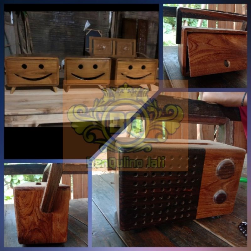 RADIO TEMPAT TISU KAYU JATI RADIO KAYU RADIO TISU - Benqulinojati