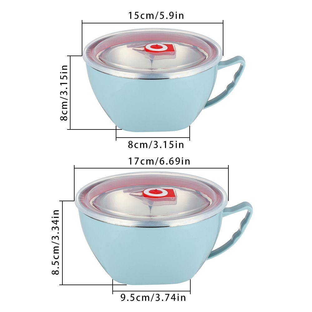 Solighter Mangkuk Sup Kreatif Stainless Steel Mangkuk Dengan Seal Instant Noodle Cup Bowl