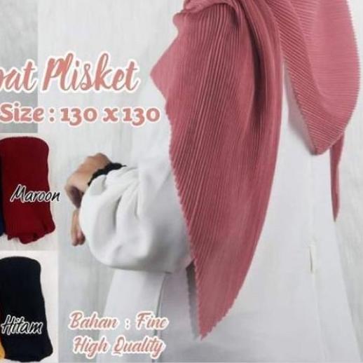 ☟ HIJAB SEGI EMPAT PLISKET JUMBO 130x130 TERHITS JAMAN NOW BELLA JUMBO PLISKET KERUDUNG PLISKET JUMB