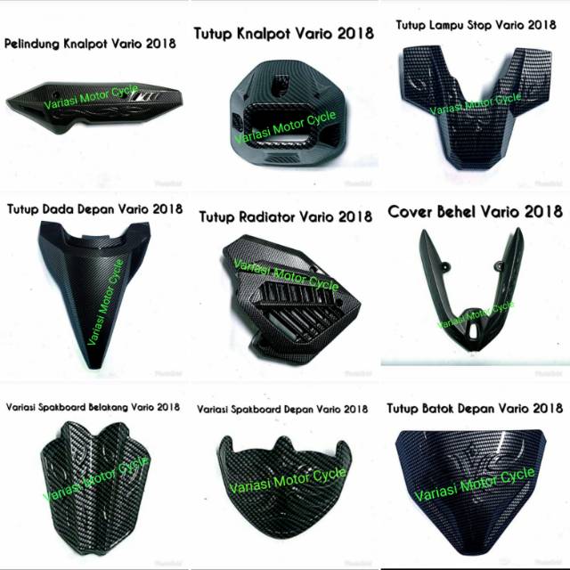 paket cover carbon vario 150 new 2018 / cover karbon vario 150 terbaru full set 10 macam / 10 item