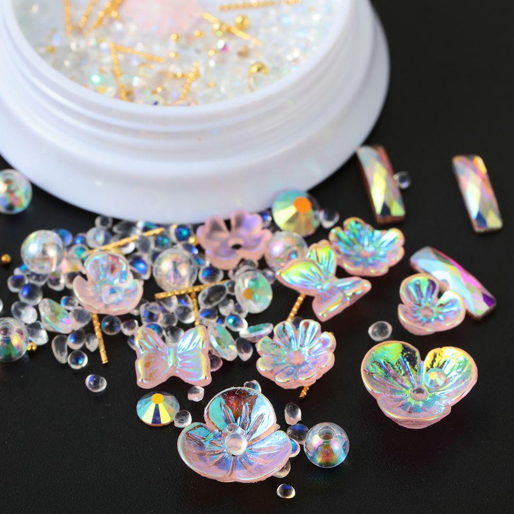 Preva Nail Kristal Kuku Kuku Nail Art Dekorasi Kupu Mix Logam Mutiara Warna Warni