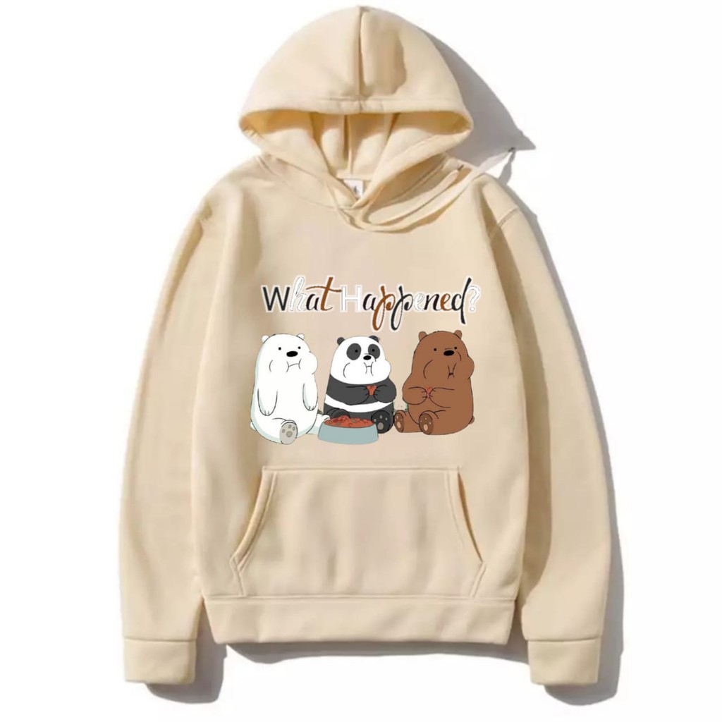 Hoodie Wanita Gambar Bears Oversize Korean Style Sweater Murah Tebal Xxl Kekinian Lilac Panda Boba