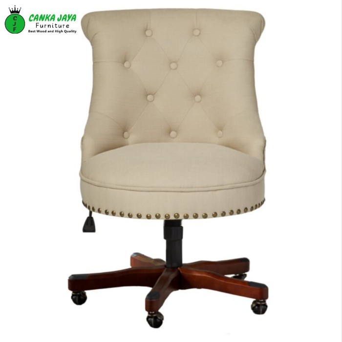 CANKA - Kursi Kantor Jaring Putar Direktur Murah dari Kayu Jati - Office Chair (putih)