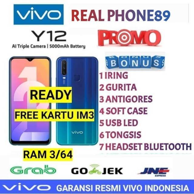 VIVO Y12 RAM 3/64 GARANSI RESMI VIVO INDONESIA 1 TAHUN