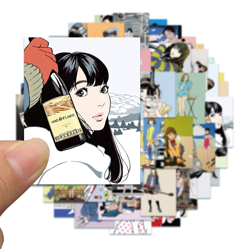 50 Pcs/pack Japanese Manga Girl Pattern Scrapbooking Stickers Student Book Label Decorative