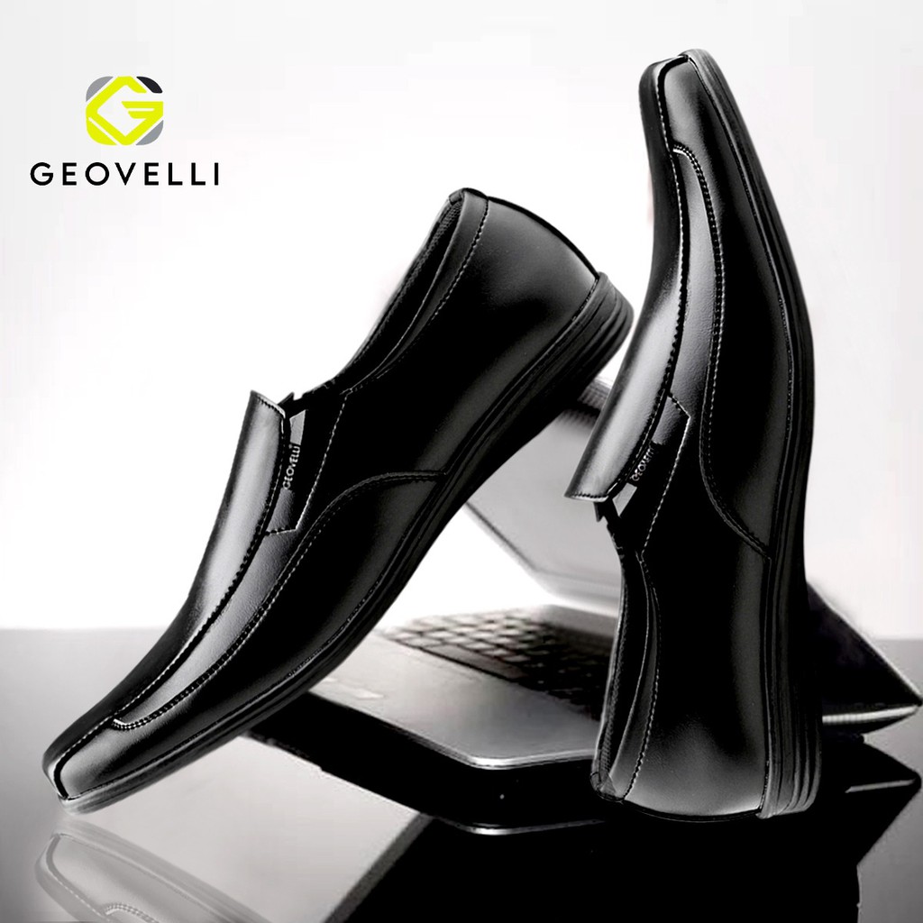 GVL GEOVELI Full Black - Sepatu Pantofel Pria Kulit Formal Kantor Kasual Kerja Kuliah  - Pantopel-8