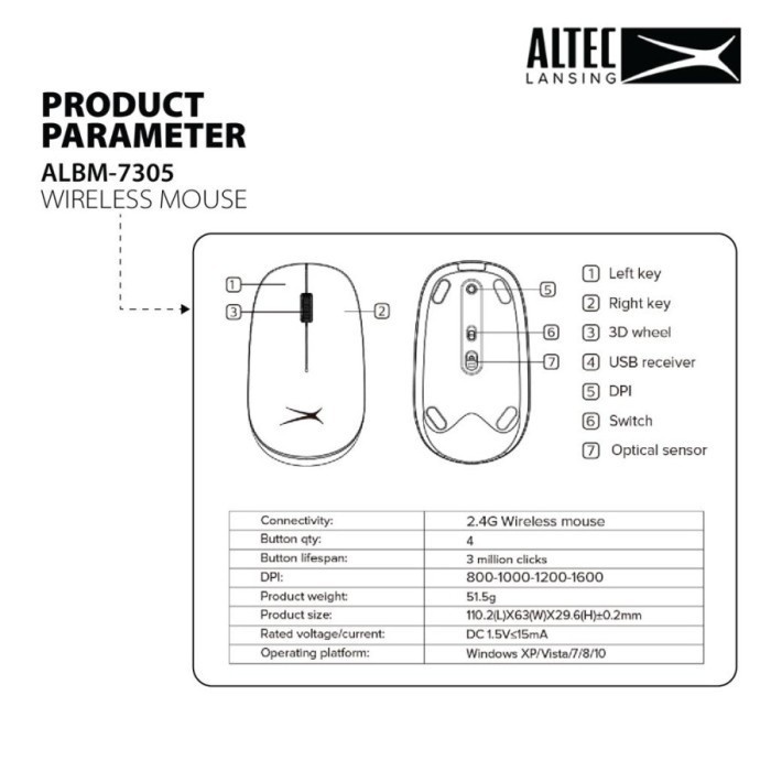 Mouse Wireless Altec Lansing ALBM7305