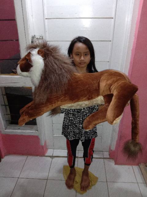 BONEKA KUCING SINGA MACAN HARIMAU LEOPAD00 BESAR JUMBO 1 METER COKLAT