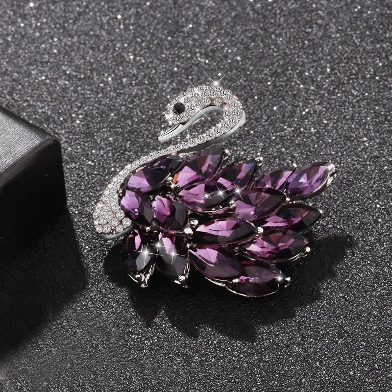 Hot Sale Korea Indah Bros Kristal Swan Bouquet Mutiara Cinta Bros High-end Opal Bunga Busur Bros Mode semua pertandingan Aksesoris-3#