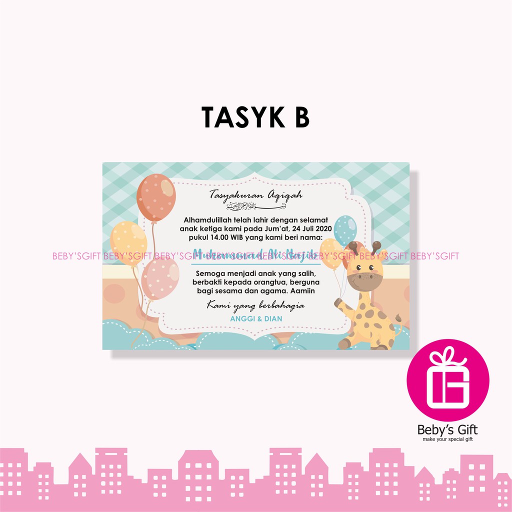 Kartu Box Nasi Tasyakuran Kelahiran Bayi Aqiqah Anak Selapanan Khitan-TASYK B